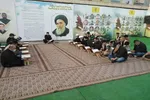 عکس و فیلم | محفل قرآنی حزب‌الله عراق در مسیر بغداد به کربلا