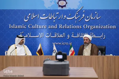 دیدار حجت‌الاسلام والمسلمین محمد‌مهدی ایمانی‌پور، رئیس سازمان فرهنگ و ارتباطات اسلامی با عبدالرحمن بن حمد بن جاسم بن حمد آل ثانی، وزیر فرهنگ قطر