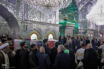 مراسم تشییع پیکر مطهر طلبه بسیجی و مدافع امنیت در حرم شاهچراغ