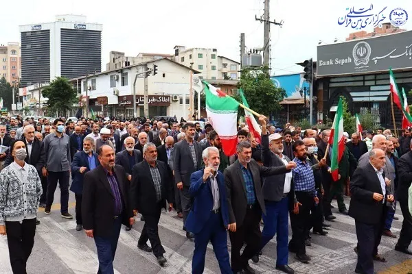 راهپیمایی مردم شهرستان نور در محکومیت اقدامات تروریستی اخبر در کشور
