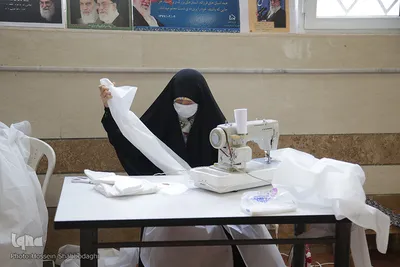 دوخت ماسک و لباس پزشکی توسط بانوان طلبه
