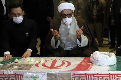 مراسم وداع با پیکر شهید محمد اصلانی در حرم مطهر رضوی