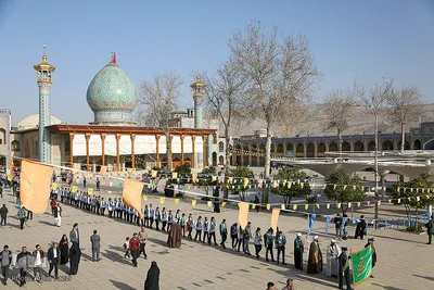 استقبال از حافظان قرآن و ادای احترام به شهدای حرم شاهچراغ(ع)‎‎