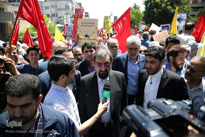 حضور محسن رضایی، دبیر مجمع تشخیص مصلحت نظام در راهپیمایی روز قدس