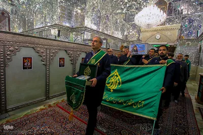 مراسم وداع با پیکر شهید معصومه کرباسی در حرم شاهچراغ