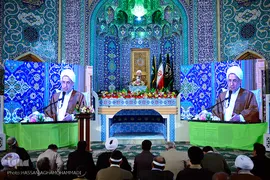 آیت الله محسن اراکی در مراسم جشن میلاد حضرت رسول اکرم(ص) در حرم مطهر حضرت عبدالعظيم حسنی (ع)