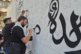 هنرمندان مقاومت سوگ رهبر شهید را نقاشی کردند