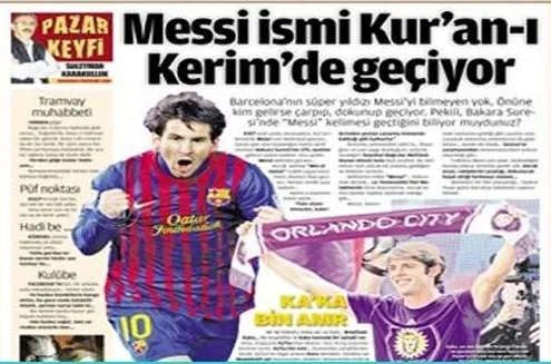 Türkiyəli qəzet yazarı Messinin adını Quranda tapıbmış
