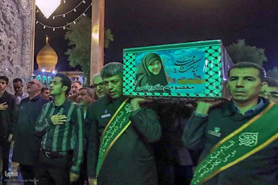 مراسم وداع با پیکر شهید معصومه کرباسی در حرم شاهچراغ