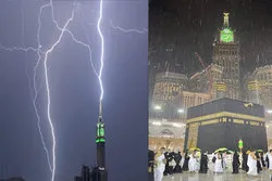 মক্কা ক্লক টাওয়ারে বিরল দৃশ্য ধারণ