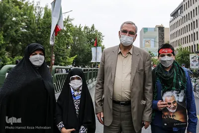 بهرام عین اللهی، وزیر بهداشت در راهپیمایی روز قدس