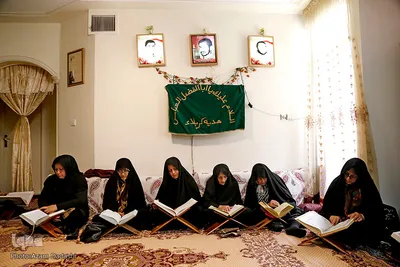 مراسم جز خوانی قرآن کریم توسط بانوان در قزوین