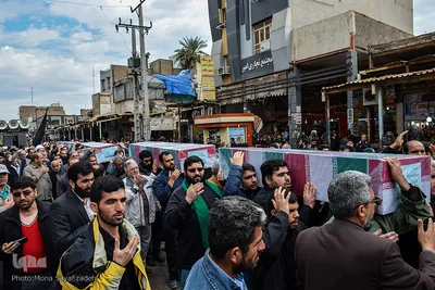 تشییع پیکرهای مطهر 7 شهید گمنام دوران دفاع مقدس در اهواز  