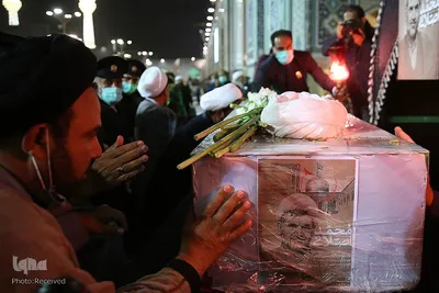 مراسم وداع با پیکر شهید محمد اصلانی در حرم مطهر رضوی