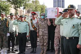 مراسم تشییع پیکر مرزبان شهید «مهدی محمدی نسب» در قزوین