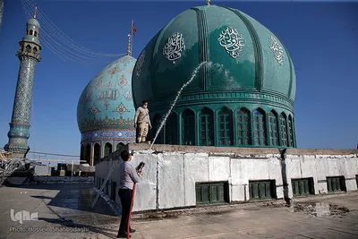 آئین شستشو وتعویض پرچم گنبد مسجد مقدس جمکران
