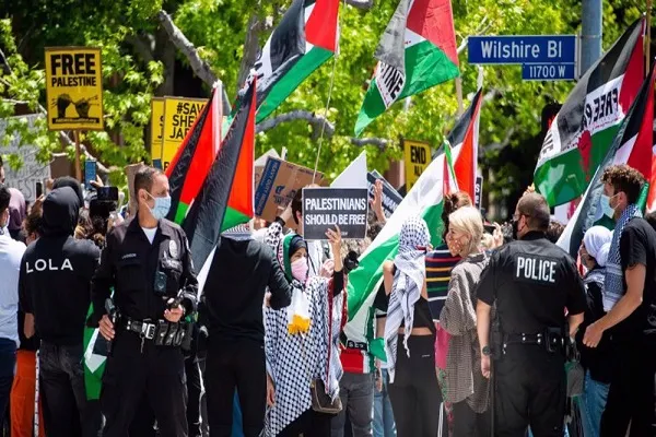 برپایی تظاهرات حمایت از مردم فلسطین در نیویورک و واشنگتن آمریکا