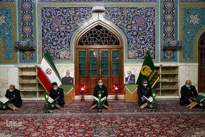 مراسم وداع با پیکر شهید محسن فخری‌زاده در حرم مطهر رضوی
