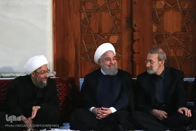 علی لاریجانی، حسن روحانی، صادق آملی لاریجانی در مراسم بیست و نهمین سالگرد ارتحال امام خمینی (ره)