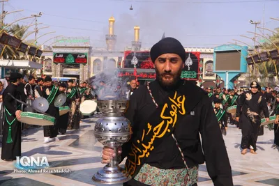حضور دسته جات عزاداری در بین الحرمین در آستانه اربعین حسینی