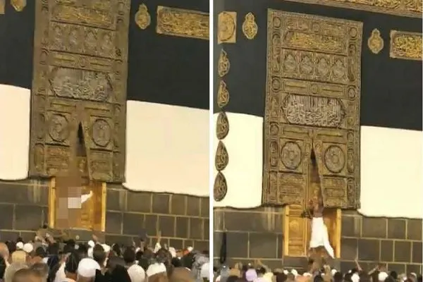 بالفيديو.. حاج يحاول اقتحام باب الكعبة