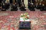 مراسم وداع با پیکر شهید محسن فخری‌زاده در حرم مطهر رضوی
