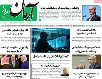 صفحه نخست روزنامه‌های چهار‌شنبه ۲۱ خرداد ۱۴۰۴