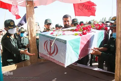 تشییع پیکرهای پاک و مطهر دو شهید گمنام دوران دفاع مقدس در مجتمع فرهنگی ورزشی فجر سپاه اهواز