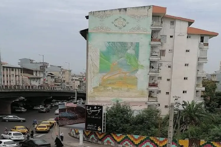 دیوارنگاره عاشورایی رشت؛ اوج ارادت هنرمند به امام حسین(ع)