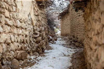 بارش برف در روستای «کندازی‎‎» - استان فارس