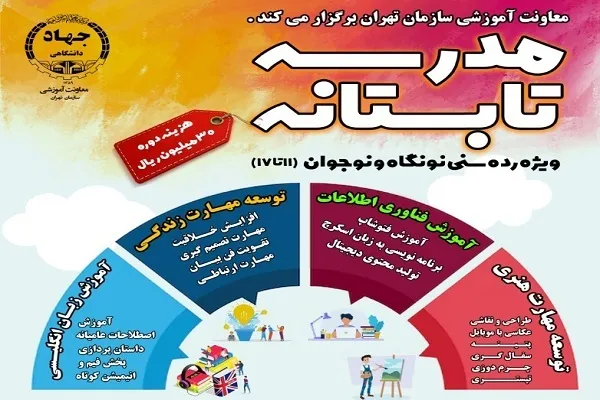 برگزاری مدرسه تابستانه ویژه رده سنی 11 تا 17 سال
