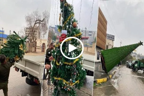 إزالة مظاهر الإحتفال بعيلاد الميلاد في كربلاء + فيديو