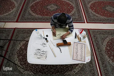 بداهه نگاری مشق سلیمانی در حرم مطهر شاهچراغ(ع) شیراز