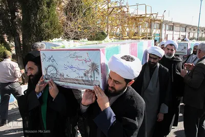 مراسم استقبال از پانزده شهید گمنام در یزد‎‎
