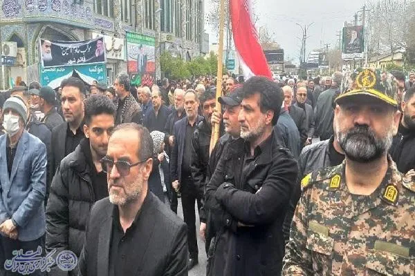 آیین تشییع دو پیکر مطهر شهید حملات صهیونی آمریکایی در قائم شهر