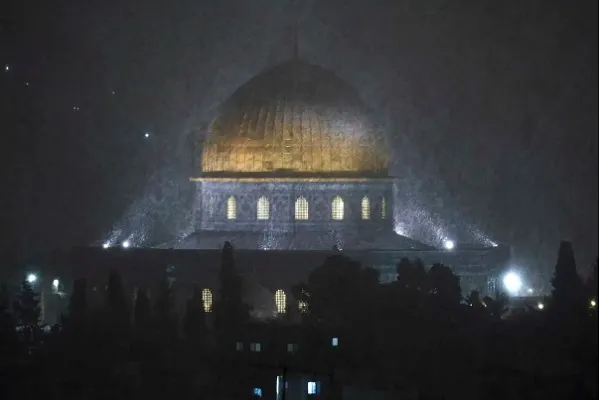 عکس|بارش برف در مسجدالاقصی