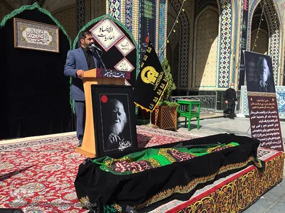 مراسم تشییع پیکر علامه محمدرضا حکیمی در حرم مطهر رضوی