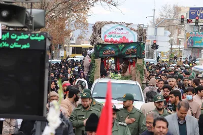 تشییع پیکر مطهر دو شهید گمنام در ملایر