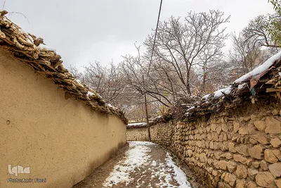 بارش برف در روستای «کندازی‎‎» - استان فارس
