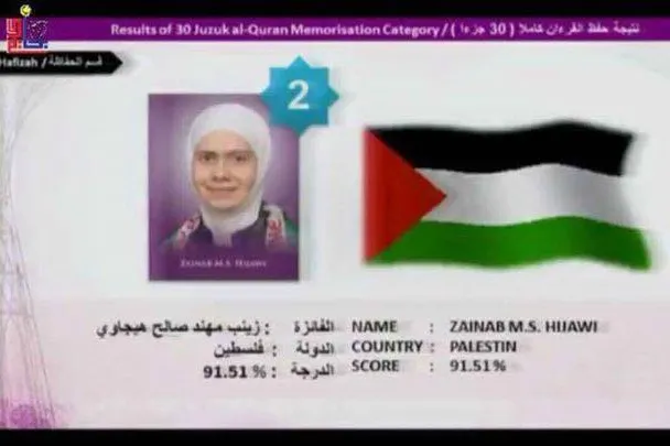 Dokter Palestina; Juara Kedua MTQ Bagian Wanita di Malaysia