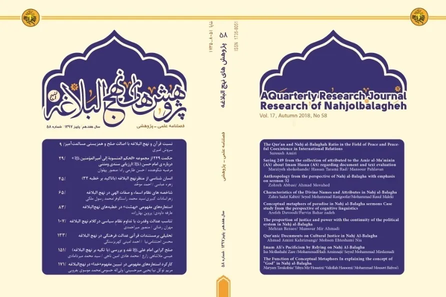 بازکاوی استعاره‌های «شَعَرَ» در نهج البلاغه در  فصلنامه «پژوهش‌‌های نهج‌البلاغه»