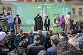 حضور حماسی همدانی‌ها در تشییع پیکر مطهر «احسان مرادی» شهید حرم شاهچراغ