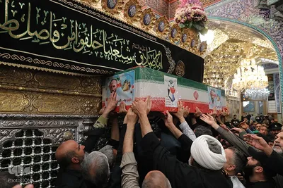 تشییع 17 شهید تجاوزات اخیر رژیم صهیونی در حرم حضرت معصومه (س)