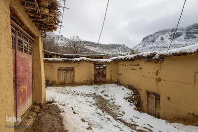 بارش برف در روستای «کندازی‎‎» - استان فارس