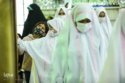 مراسم جشن تکلیف 42 دختر در امامزاده پنج تن لویزان
