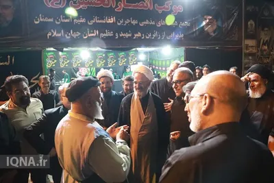 بازدید نماینده رهبر معظم انقلاب در استان سمنان از مواکب خدمت‌رسان به عزاداران شرکت کننده در مراسم تشییع رهبر شهید انقلاب 