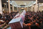 آیین وداع با پیکرهای مطهر چهار شهید گمنام دوران دفاع مقدس در حرم مطهر شاهچراغ(ع)‎