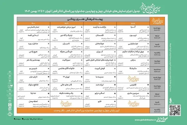 جدول اجراهای خیابانی‌ چهل‌وچهارمین جشنواره تئاتر فجر منتشر شد