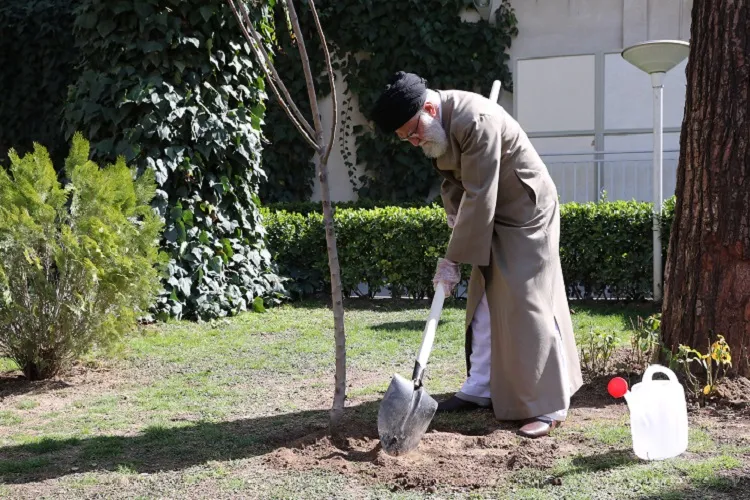 رهبر معظم انقلاب دو اصله نهال میوه غرس کردند