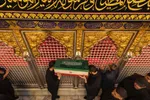 تشییع پیکرهای شهدا در جوار ضریح علمدار کربلا + عکس و فیلم